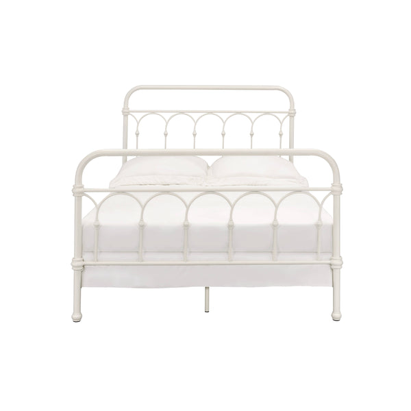 English Elm Citron White Metal Full Bed with Spindle Headboard, 330lb Capacity, 4 Slats & 6 Legs Support B2726P265250