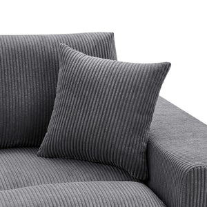 English Elm Corduroy Modular Sectional Sofa with Dual Ottomans for Flexible Living Room Seating Dark Gray B2748S00022