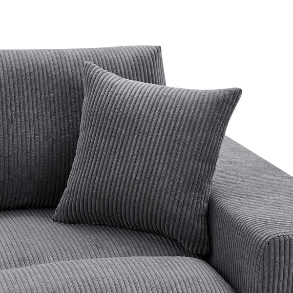 English Elm Corduroy Modular Sectional Sofa with Dual Ottomans for Flexible Living Room Seating Dark Gray B2748S00022