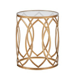 Madison Park Arlo Modern/Contemporary Metal Eyelet Accent Table MP120-0221 Gold/Glass