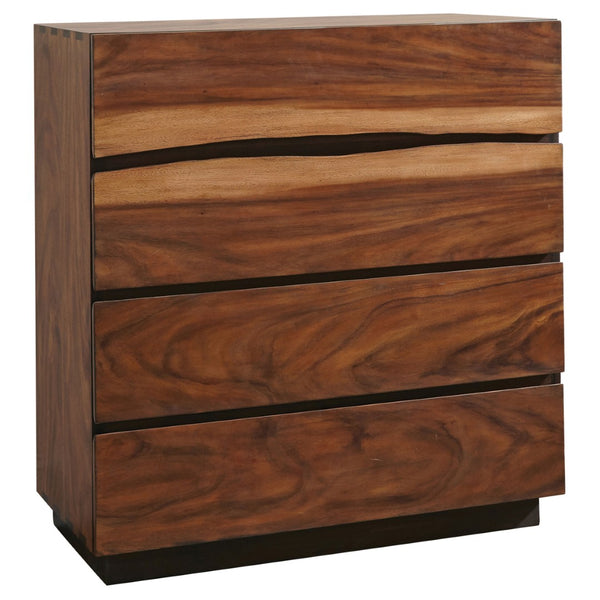 English Elm Beverly Queen Bedroom Set with Live Edge Headboard Walnut Veneer Floating Base B062S01710