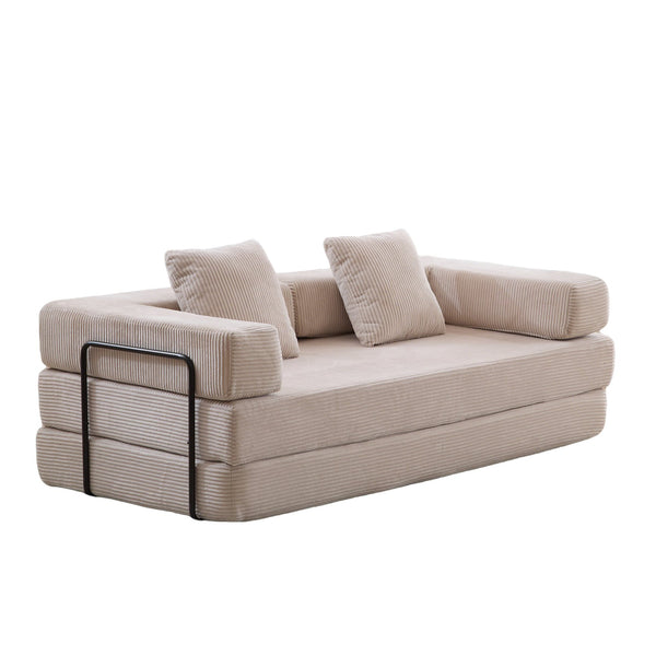 English Elm Floor Couch, Comfy Convertible Sofa Bed With Armrest, Corduroy Fabric, Perfect For Small Spaces! W3723P345007