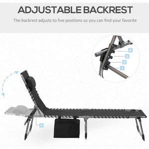 English Elm Outsunny Padded Folding Chaise Lounge Chair - 6-Level Reclining, Portable Comfort For Beach & Patio W2225P174366-GIGA