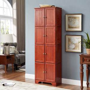 English Elm 72.4" Tall Storage Cabinet with 8 Doors and 4 Shelves, Smooth Surface, Vintage Handles, Sturdy Base and Hinge Cherry W2275P269079