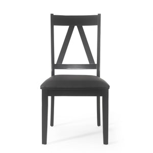 English Elm Christopher Knight Home® - DINING Chair Set Black Fabric Upholstered Rustic Rubberwood Frame Farmhouse Style Comfortable Seating Elegant Design 69002.00BLK