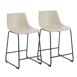 English Elm Christopher Knight Home® - (Set of 2) Vintage Cream & Black Counter Stools with Thick Cushion, Iron Sled Legs, Footrest — 24" Comfort N780P170743C