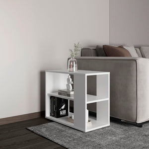English Elm Sideboard modern engineered wood console with 2 spacious shelves, compact sturdy minimalist design White 29.13 L x 16.93 W x 4.33 H B097P296817