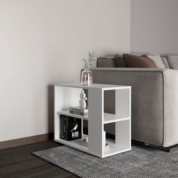 English Elm Sideboard modern engineered wood console with 2 spacious shelves, compact sturdy minimalist design White 29.13 L x 16.93 W x 4.33 H B097P296817