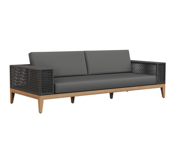 Sunpan Salerno Sofa - Sophisticated Outdoor Armchair with Durable Teak Wood and Weather-Resistant Frame Gracebay Grey
