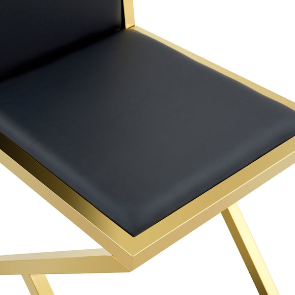 English Elm Table and Chair Set 12 Piece Tempered Glass Dining with Gold Metal Legs Modern Black+Gold,Transparent W1151S04772