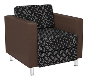 OSP Home Furnishings Pacific Club Armchair with Vinyl Upholstery and Chrome Legs for Modern Living Rooms PAC51-K107/R102