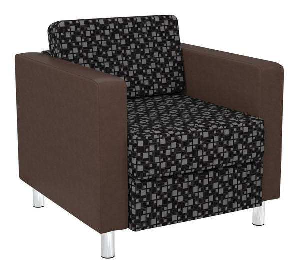 OSP Home Furnishings Pacific Club Armchair with Vinyl Upholstery and Chrome Legs for Modern Living Rooms PAC51-K107/R102