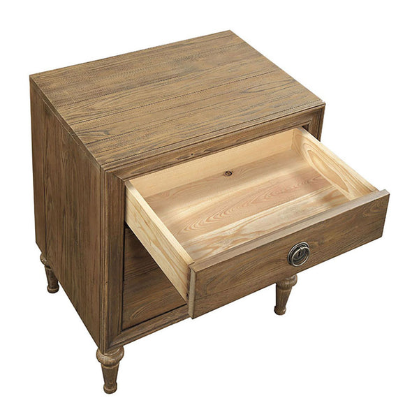 English Elm Reclaimed Oak Nightstand with 3 Drawers — Felt-Lined Top, Dovetail Craftsmanship, Metal Handles, Elegant Bedside Storage B062P189221