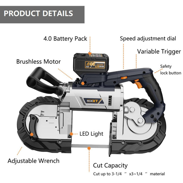 English Elm 5 Inch Cordless Bandsaw 20v Brushless Spark Free Deep Cut Portable Tool 4ah T3177P305038