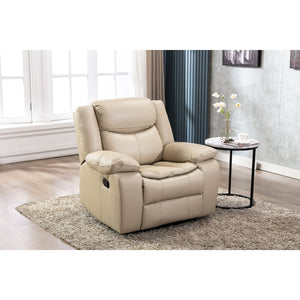 English Elm 1+2+3 Leather reclining sectional set with pocket springs, pillow-top arms, storage, solid frame comfort Cream W791S00004