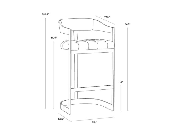 Sunpan Beaumont Ultra Contemporary Bar Stool with T-Shaped Back and Durable Design for Any Space Antique Brass / Cantina Black