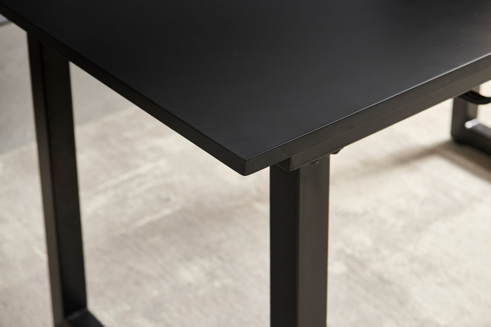 English Elm black Extendable Dining Table with Metal Legs – Modern Space-Saving MDF Top, Adjustable Length for Small Living Rooms (70.86" W x 31.5" D x 29.5" H) W234P181670