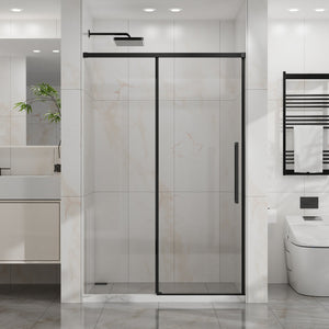 English Elm Goodyo 48" W X 72" H Sliding Shower Door - Modern Semi-Frameless Design With Easy-Clean Glass Finish D163118747