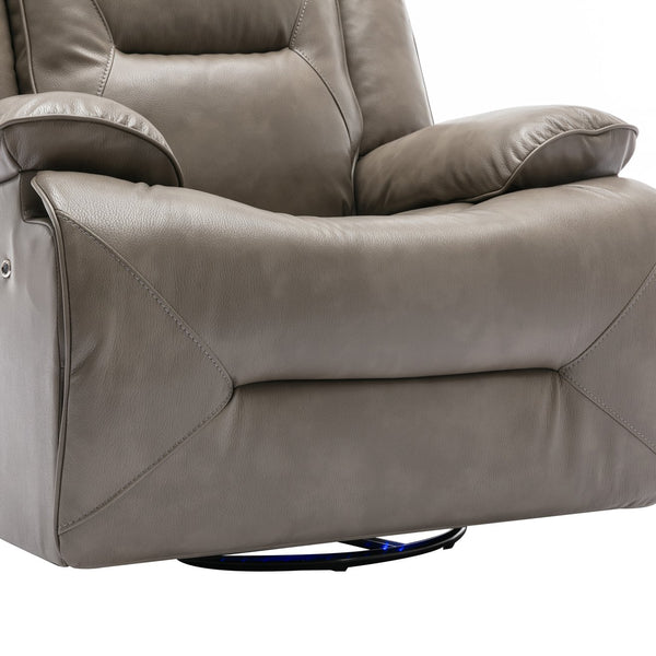 English Elm 2 Seater Home Theater Recliner with LED Light Strip, Dual Cup Holders & Hidden Storage Box, Comfortable Manual Reclining Seating for Living Room Grey WF323622AAE