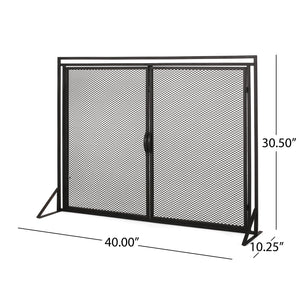 English Elm Christopher Knight Home® - FIREPLACE Samantha Iron Screen with Matte Finish, Handcrafted Mesh Guard, Dual Doors & Sleek Frame Black 67721.00