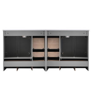 English Elm 72-inch Shaker Double Bathroom Vanity Gray Mdf with Resin Basins and Soft Close Storage N729P000029E