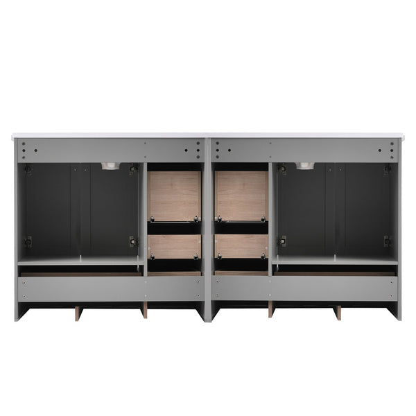 English Elm 72-inch Shaker Double Bathroom Vanity Gray Mdf with Resin Basins and Soft Close Storage N729P000029E