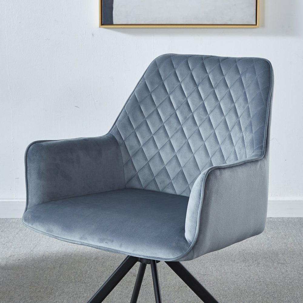 English Elm Modern Blue Upholstered Desk Chair Ergonomic No-Wheel Metal Legs Fabric Seat for Home Office Rooms B205P246234