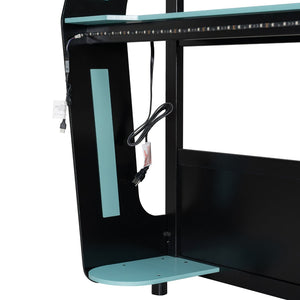 English Elm Full-size Gaming Loft Bed with Integrated Rgb Desk Usb Ports and Esports Frame Blue LT000239AAC