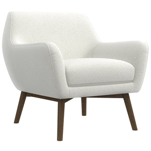 English Elm Ashcroft Furniture - Panom Mid-Century White Boucle Lounge Chair - Cozy Solid Wood Accent Armchair for Living Room B183P231924