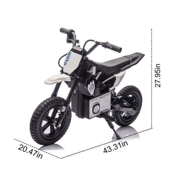 English Elm 24v Kids Electric Motocross Motorcycle 200w Hub Motor Suspension Led Bluetooth Audio Black W1578P225053