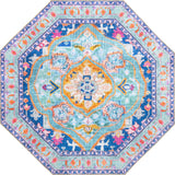 Unique Loom Timeless Philip Machine Made Medallion Rug Blue, Black/Ivory/Green/Gold/Red/Pink/Orange 7' 7" x 7' 7"