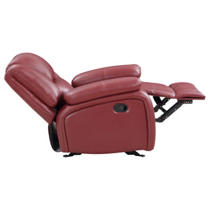 English Elm Elodie Crimson 3-Piece Reclining Sofa Set with Faux Leather, Plush Cushions & Pillowtop Arms B062S01124