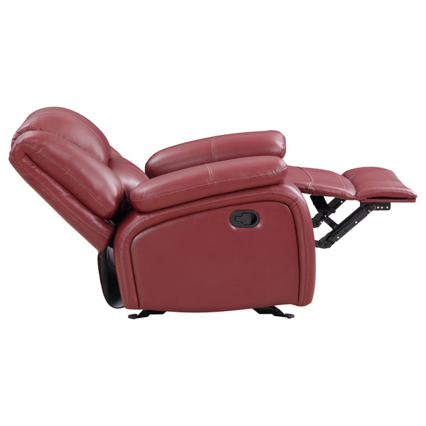 English Elm Elodie Crimson 3-Piece Reclining Sofa Set with Faux Leather, Plush Cushions & Pillowtop Arms B062S01124