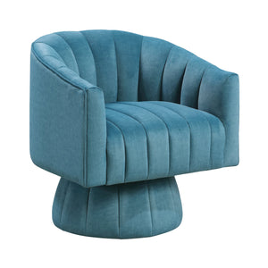 English Elm Dark Teal Velvet Swivel Barrel Chair with Channel Stitching, 360° Comfort Seat, Modern Luxury Design B011P329259