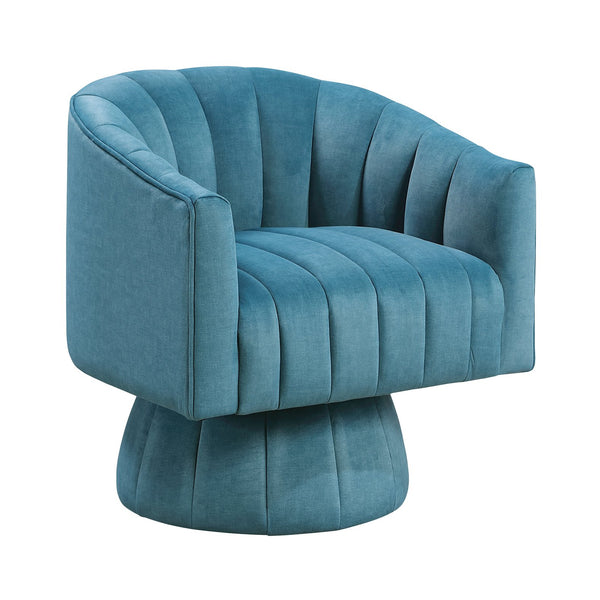 English Elm Dark Teal Velvet Swivel Barrel Chair with Channel Stitching, 360° Comfort Seat, Modern Luxury Design B011P329259