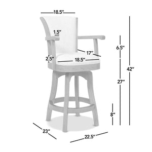 English Elm Jennifer Taylor Home - Williams 27In Swivel Counter Stool - Elegant White Linen, Comfort & Durability For Home Bars B2719P238372