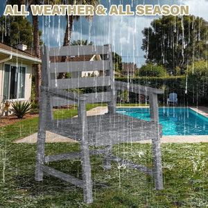 English Elm Single imitation wood grain outdoor dining chair with armrests, waterproof, UV-resistant comfort and durable support Grey T3898P371339