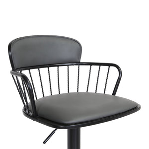 English Elm Nash Swivel Adjustable Barstool Gray Faux Leather Seat Industrial Modern Kitchen B2736P464841