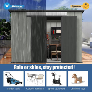 English Elm 6x9ft Outdoor Resin Storage Shed Lockable Vented Skylight Backyard Garden Tool W1859S00174