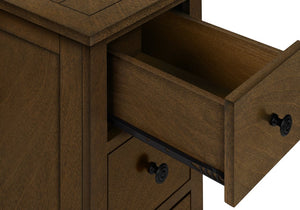 English Elm Accent Table For Small Spaces - Espresso Veneer Nightstand With 3 Storage Drawers & Modern Design B2710P219468