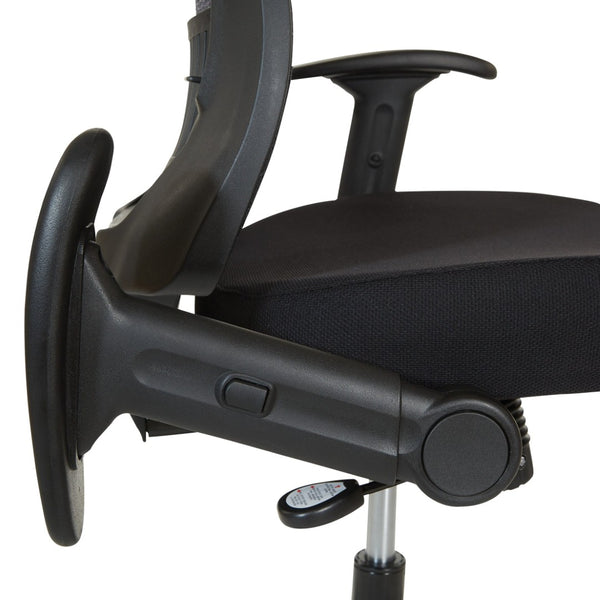 OSP Home Furnishings Dark Air Grid Mesh Back Manager Chair with Lumbar Support and Ergonomic Synchro Tilt Control 515-F37N1F2