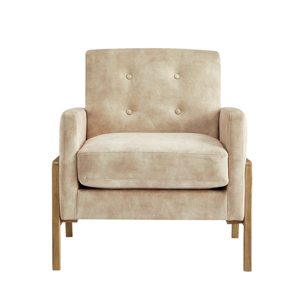 English Elm Matson Tufted Back Accent Chair with Plush Foam, Coil Spring Support, Textured Polyester Upholstery Sand B050P390601