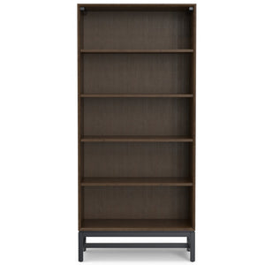 English Elm Banting Mid Century Open Shelf Bookcase Walnut Brown – Solid Rubberwood, Adjustable Shelves, Graphite Base B136P238600