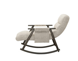 English Elm 42"l Folding Rocking Chair Iron Frame Cushioned High Back Adjustable Footrest Lounge White W1669P163320