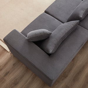 English Elm 104-Inch Corduroy Modular L Shaped Sectional Sofa with Plush Foam, No Assembly, Versatile Lounge Grey W834S00386