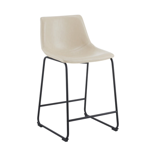English Elm Christopher Knight Home® - (Set of 2) Vintage Cream & Black Counter Stools with Thick Cushion, Iron Sled Legs, Footrest — 24" Comfort N780P170743C