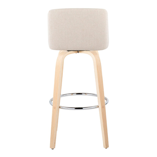 English Elm Toriano 30" Fixed-Height Barstools Set Of 2 - Stylish Cream Fabric, Chrome Footrest, Modern Design B202S00671-GIGA