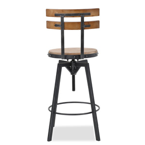 English Elm Christopher Knight Home® - METAL Rustic Barstool with Fir Wood Seat & Backrest, Adjustable 39–45" Height, Black Silver Frame 59330.00