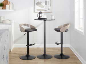 English Elm Adjustable Swivel Barstools with Faux Leather Seats and Black Metal Base Set of 3 B202S02022
