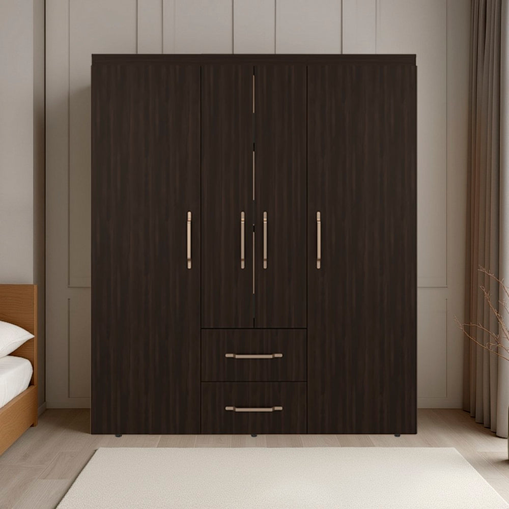 English Elm Bethel Slim Profile Wardrobe Armoire with Hanging Rods Open Shelves and Drawer B128S00245